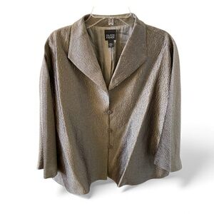 Eileen Fisher Matrix Hammered Silk Jacket Pewter M